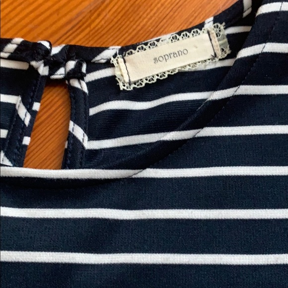 3/4 length navy and white stripe A line dress - Picture 2 of 2
